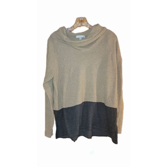 Moa Moa soft and cozy well loved color block sweater extra large tan brown - Picture 1 of 3